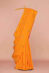 Mustard yellow pure silk saree