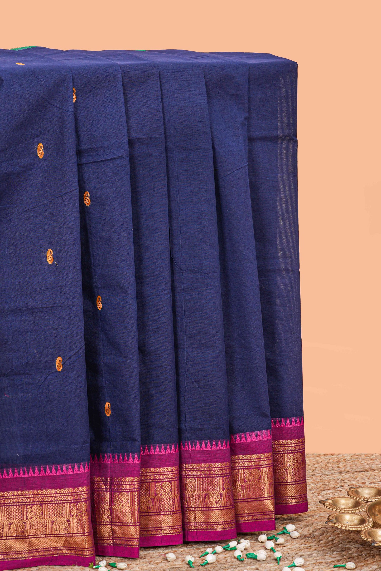 Navy Blue butta chettinad cotton saree
