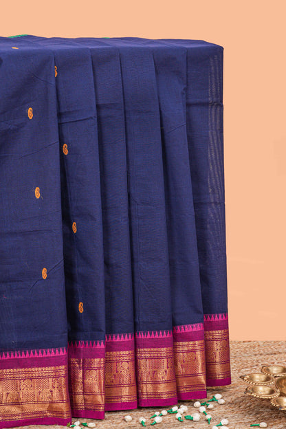 Navy Blue butta chettinad cotton saree