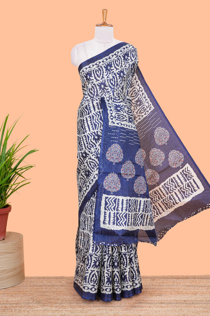 Navy blue khadi cotton