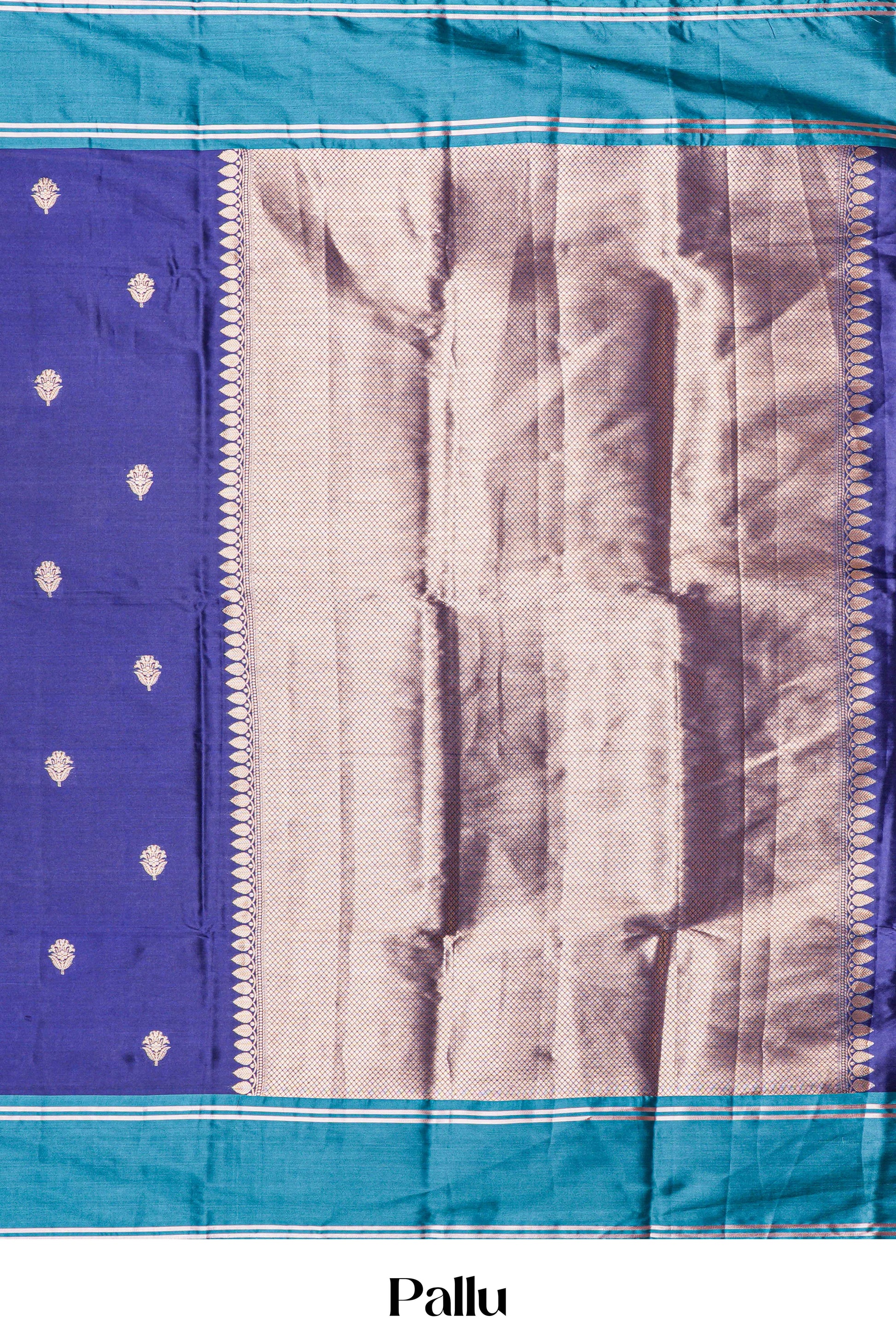 Navy blue semi soft silk woven saree