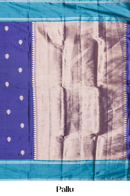 Navy blue semi soft silk woven saree