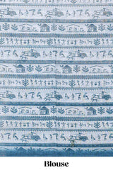 Ocean blue casual linen saree