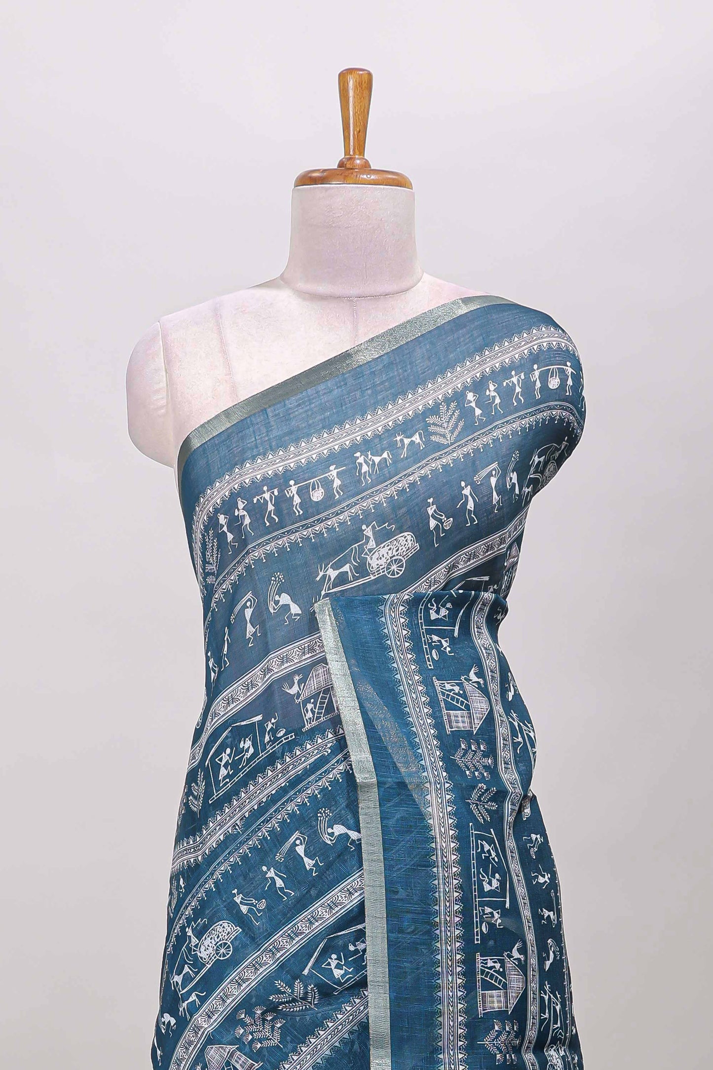 Ocean blue self zari border