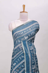 Ocean blue self zari border