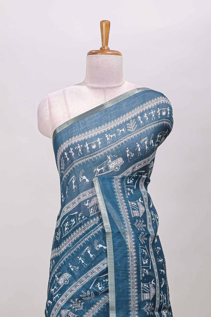 Ocean blue self zari border