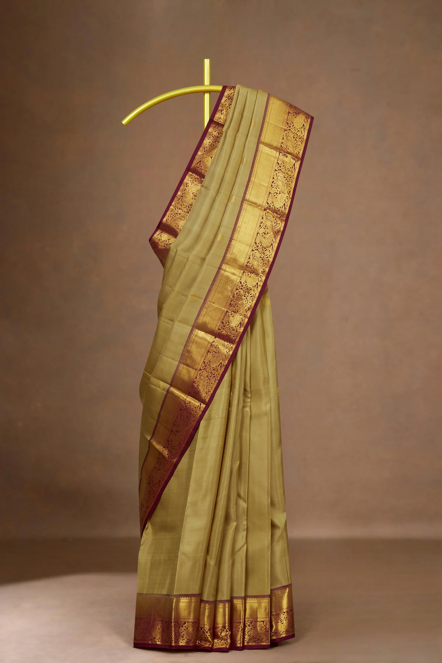 Olive Kanchipuram silk saree
