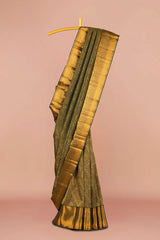 Olive green bridal pattu silk saree