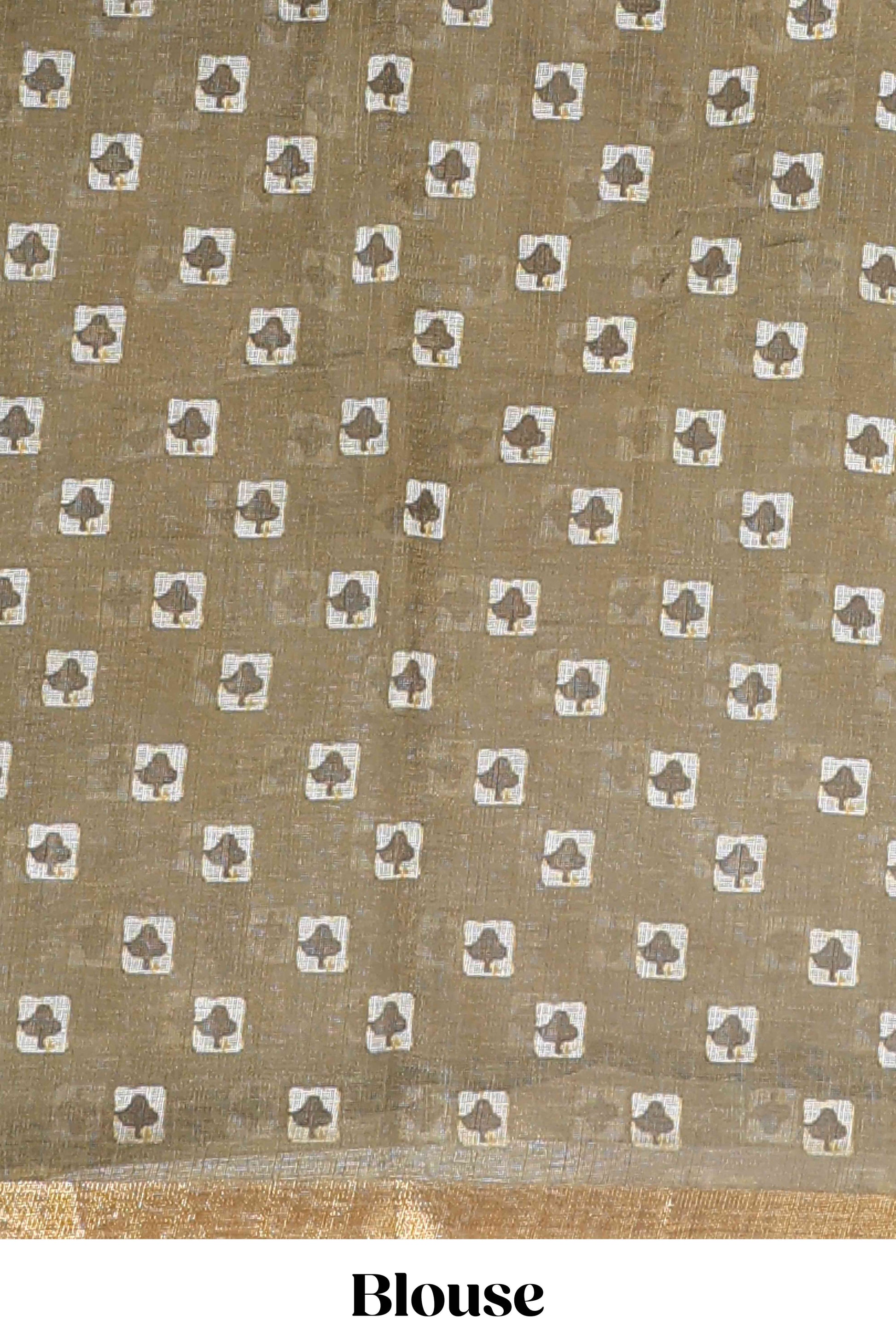  Olive green casual linen saree