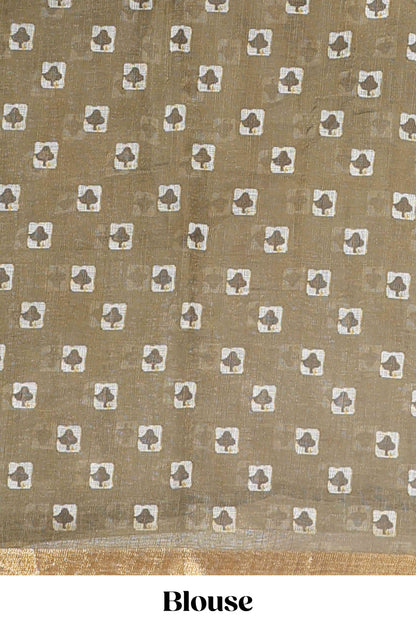  Olive green casual linen saree