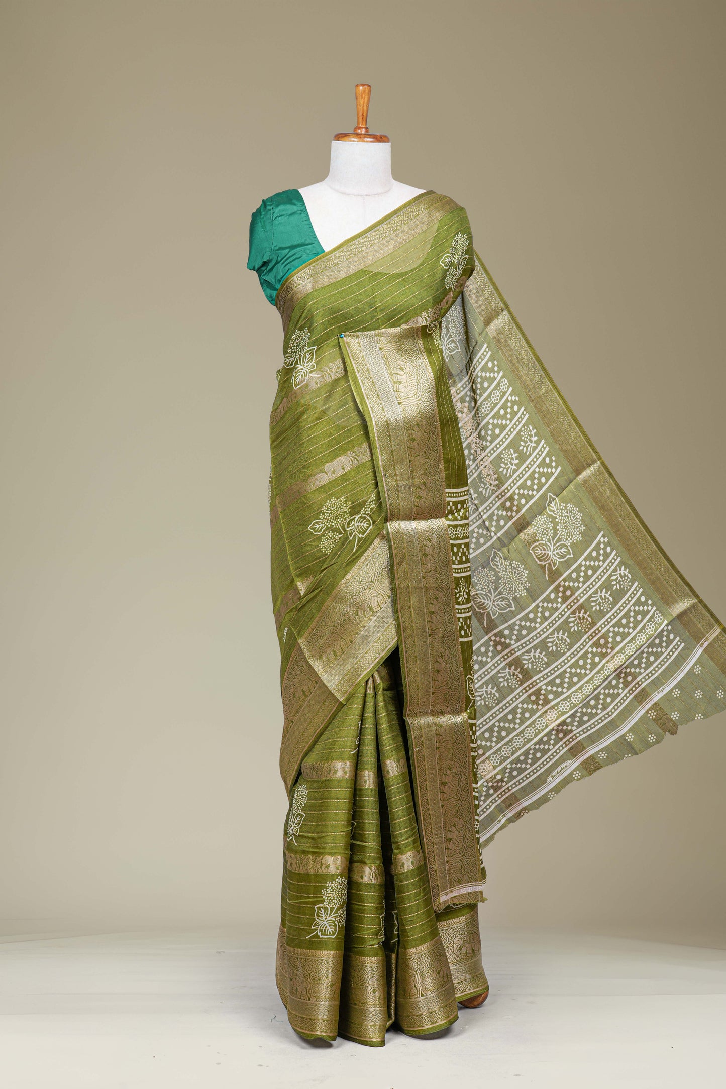 Olive green dola silk
