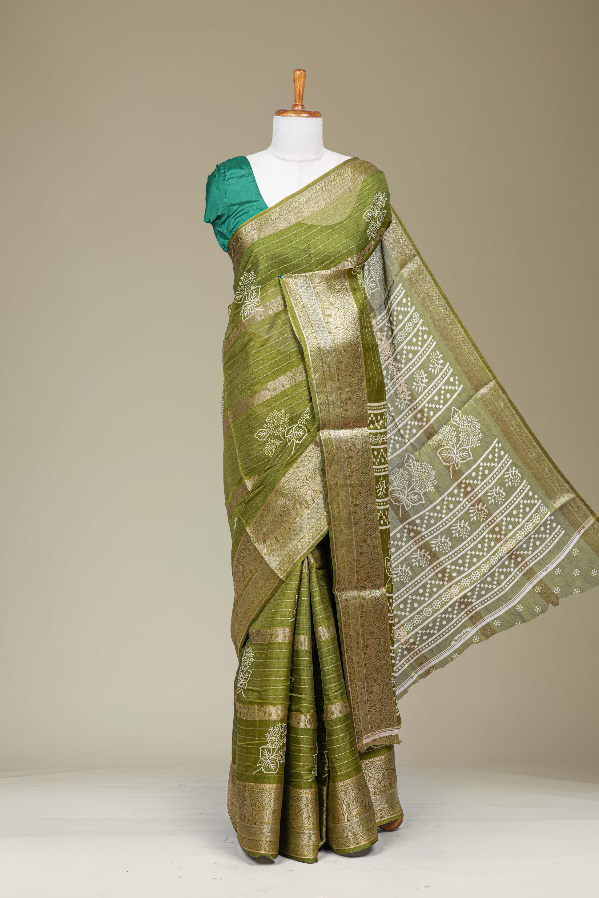 Olive green dola silk
