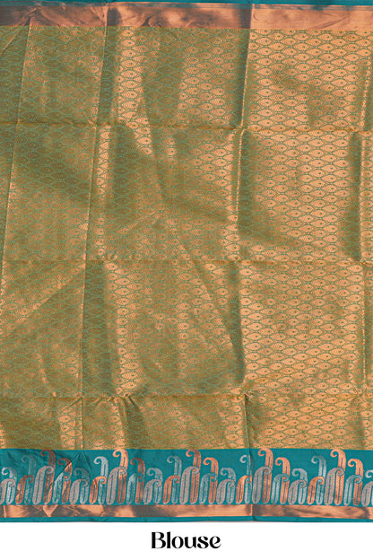 Olive green kathan silk traditional saree