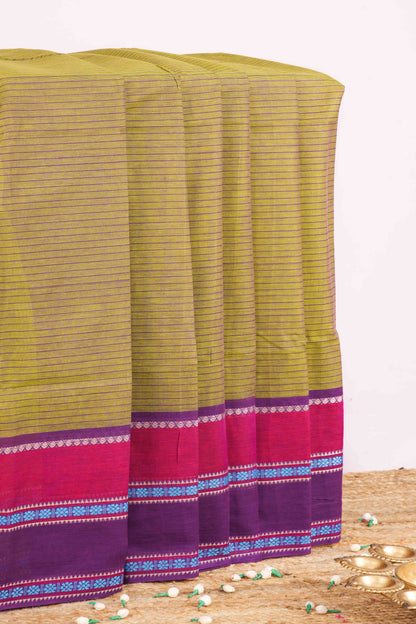 Olive printed Chirala cotton saree

