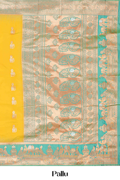 Olive yellow art silk festive saree