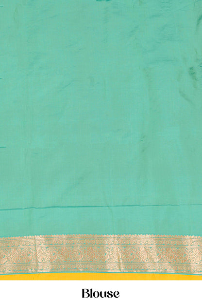 Olive yellow art silk traditional saree