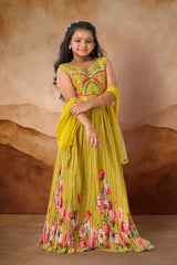 Olive yellow festive lehenga ensemble