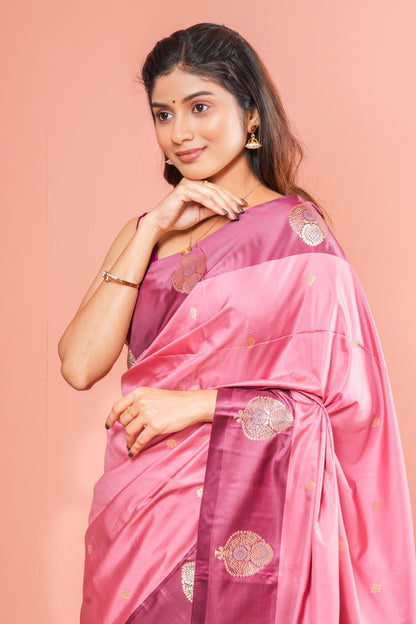 Onion pink art silk festive saree