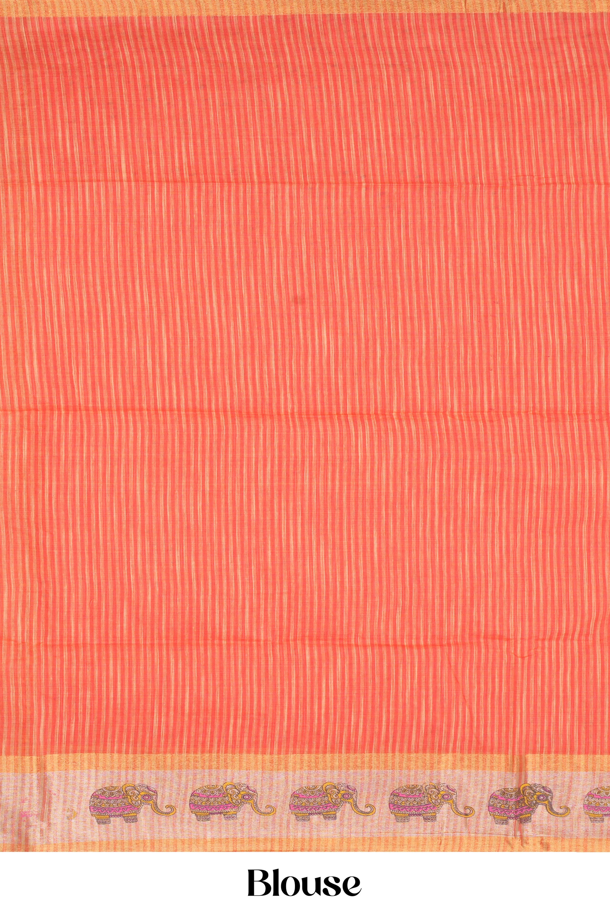 Orange Border Detail Cotton Saree