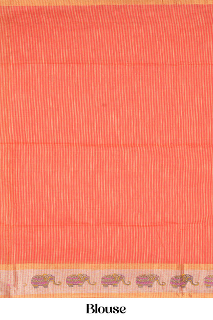 Orange Border Detail Cotton Saree