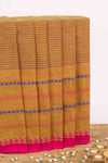 Orange Chettinad cotton thread butta saree