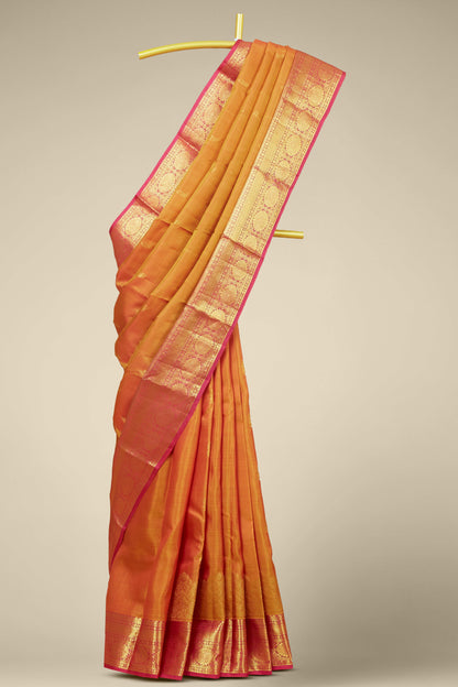 Orange Kanchipuram pure silk saree