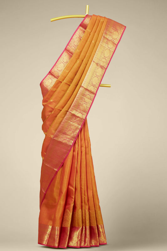 Orange Kanchipuram pure silk saree