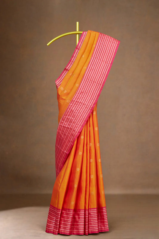 Orange Kanchipuram silk saree