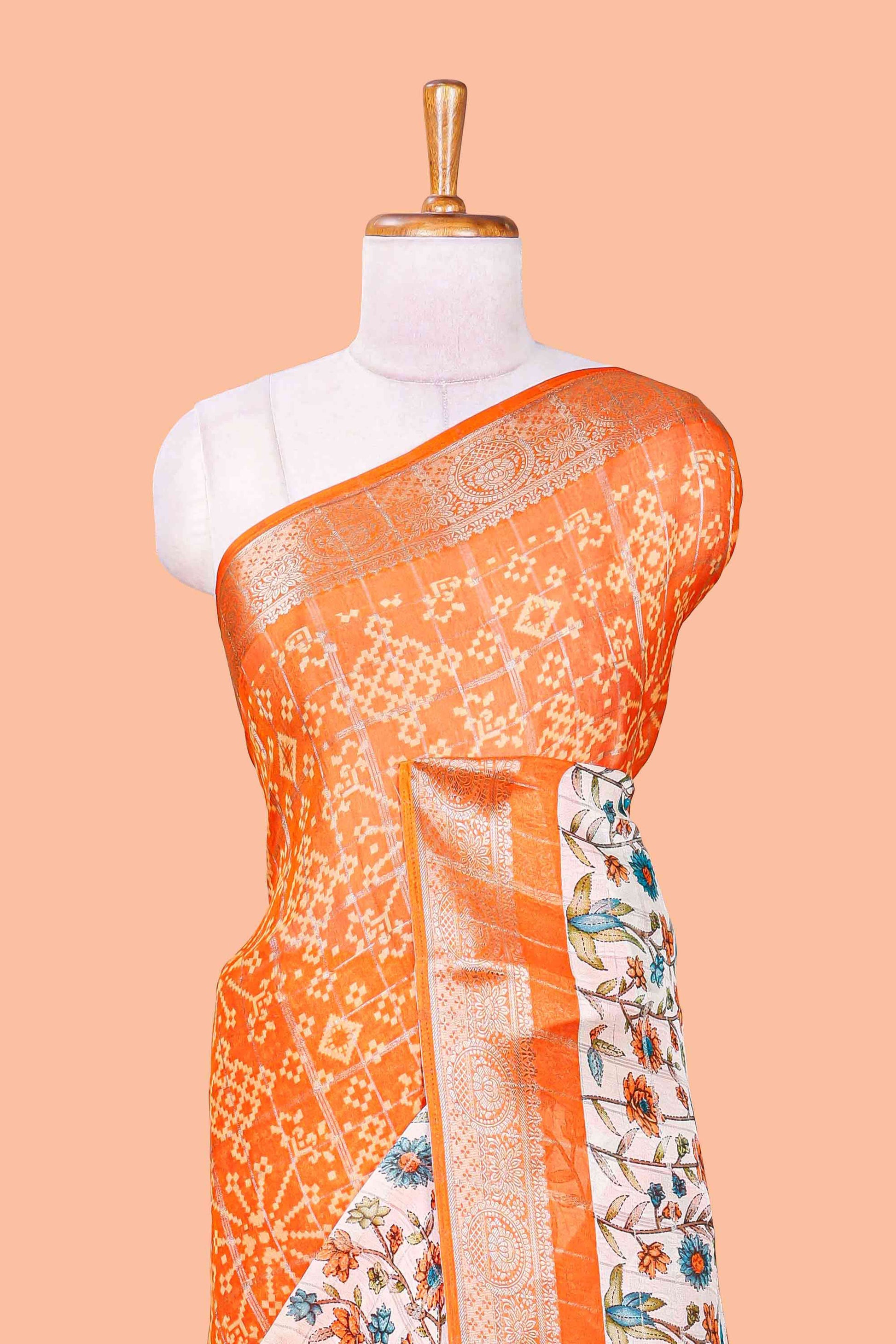 Orange Zari border styling