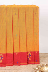 Orange butta kanchi cotton saree