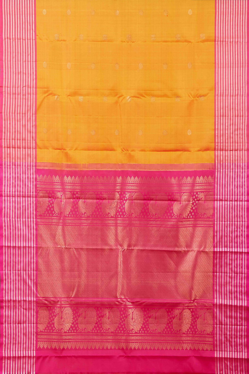 Orange checked silk saree