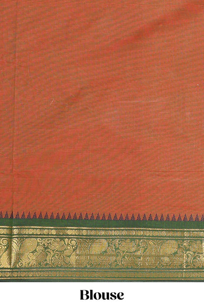 Orange chettinad saree matching blouse