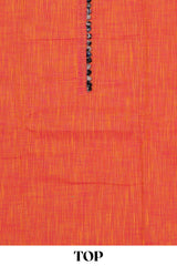 Orange cotton kalamkari dress material