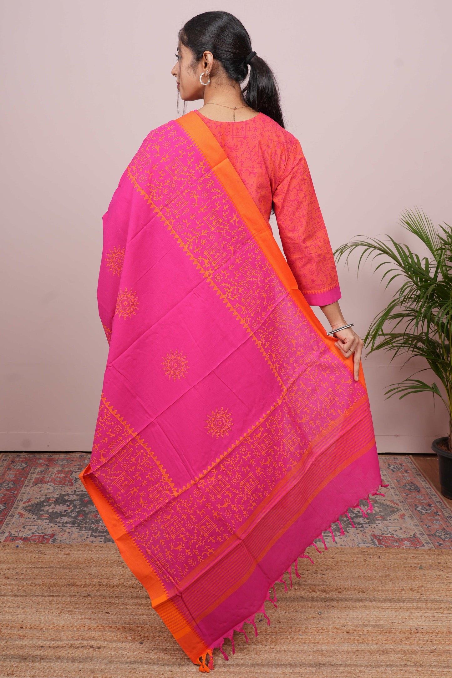 Orange designer ethnic wear