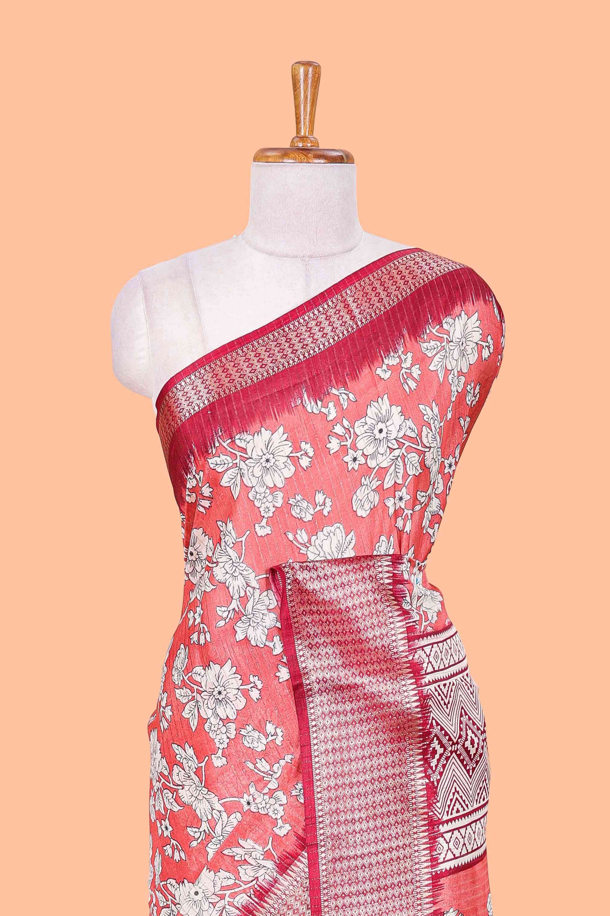 Orange dola jacquard border saree