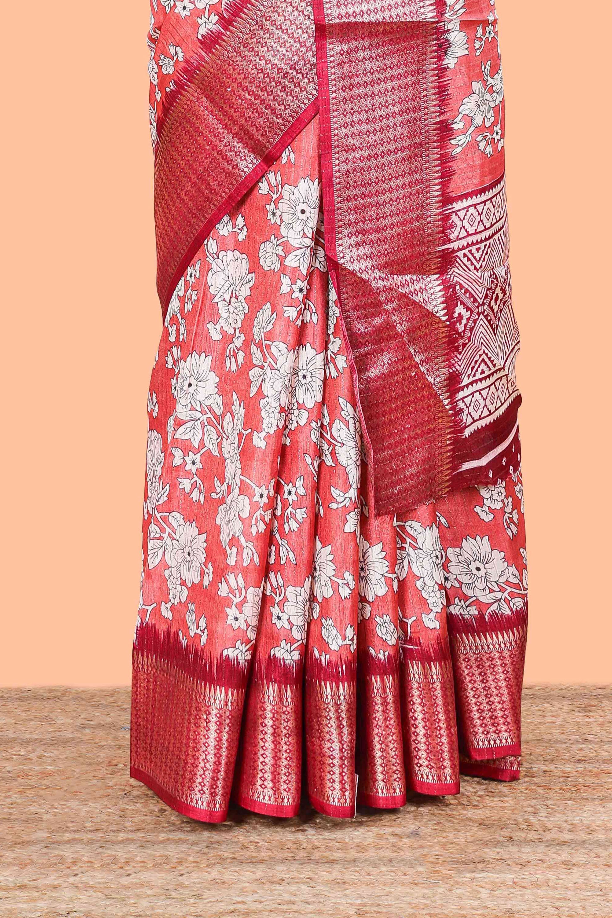 Orange dola traditional saree
