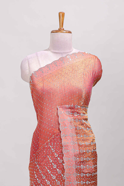 Orange festive designer saree