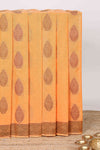 Orange floral butta kanchi cotton saree