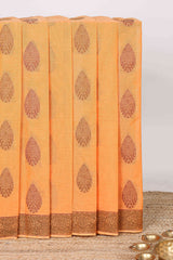Orange floral butta kanchi cotton saree