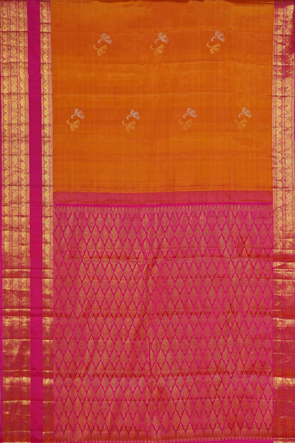 Orange gold zari silk saree