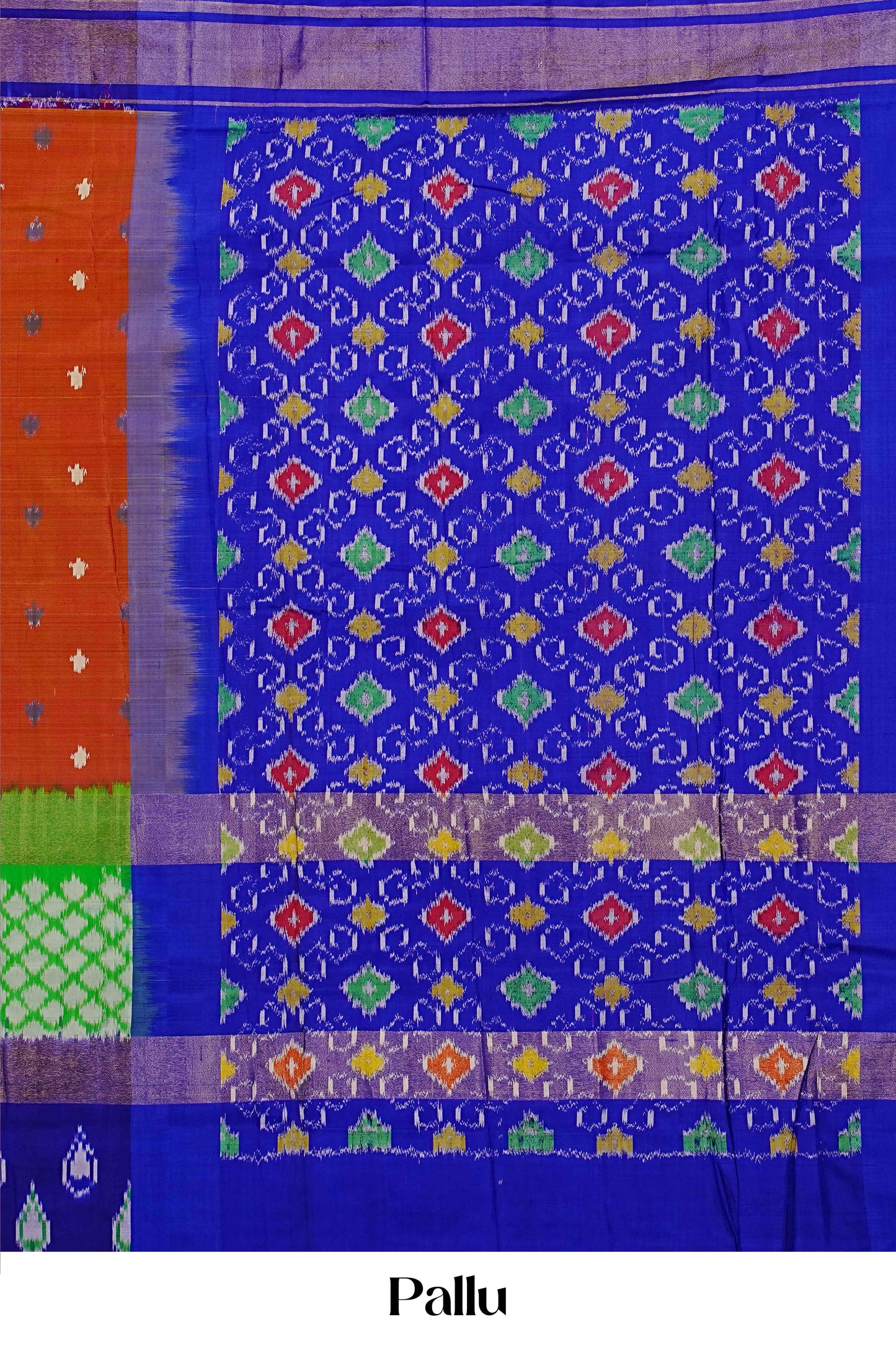 Orange ikkat with contrast border