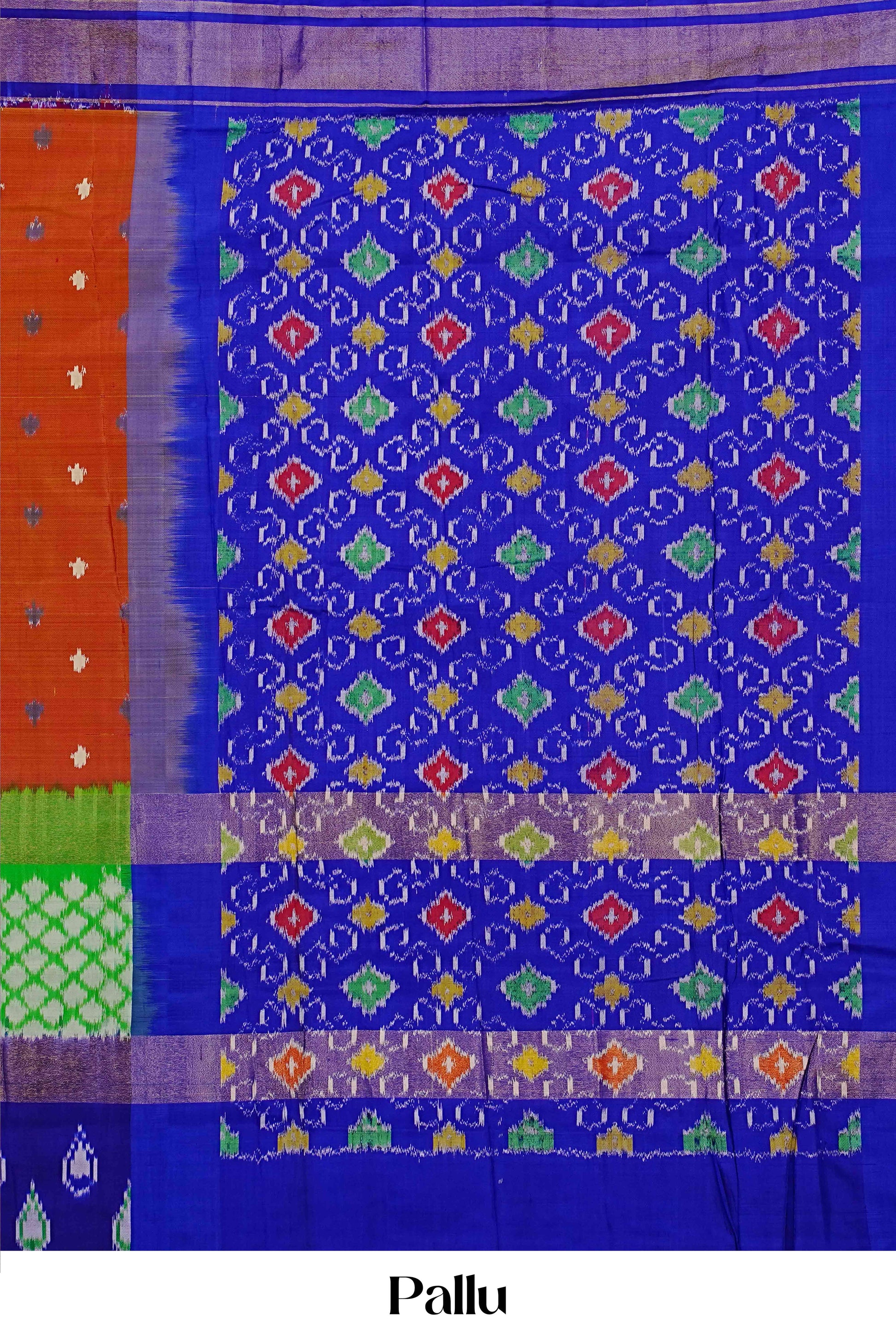 Orange ikkat with contrast border