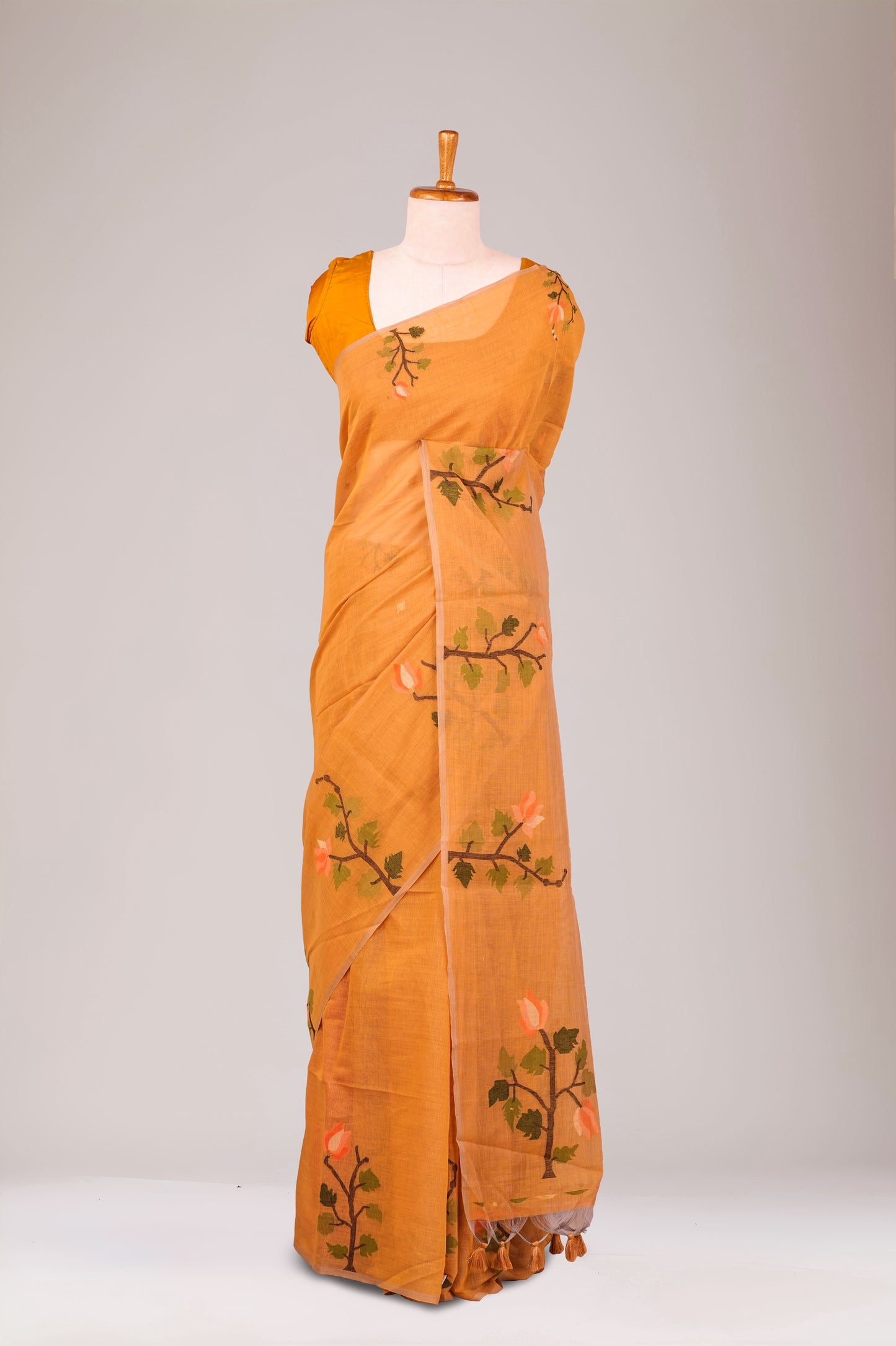 Orange khadi cotton weave 