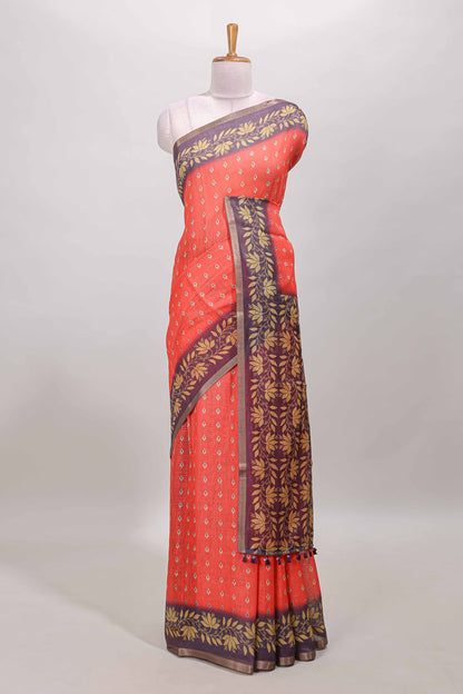  Orange linen cotton sarees 
