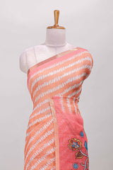 Orange linen saree with self zari border