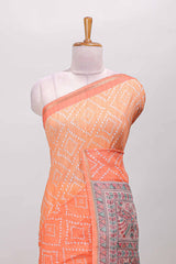 Orange linen saree with self zari borders