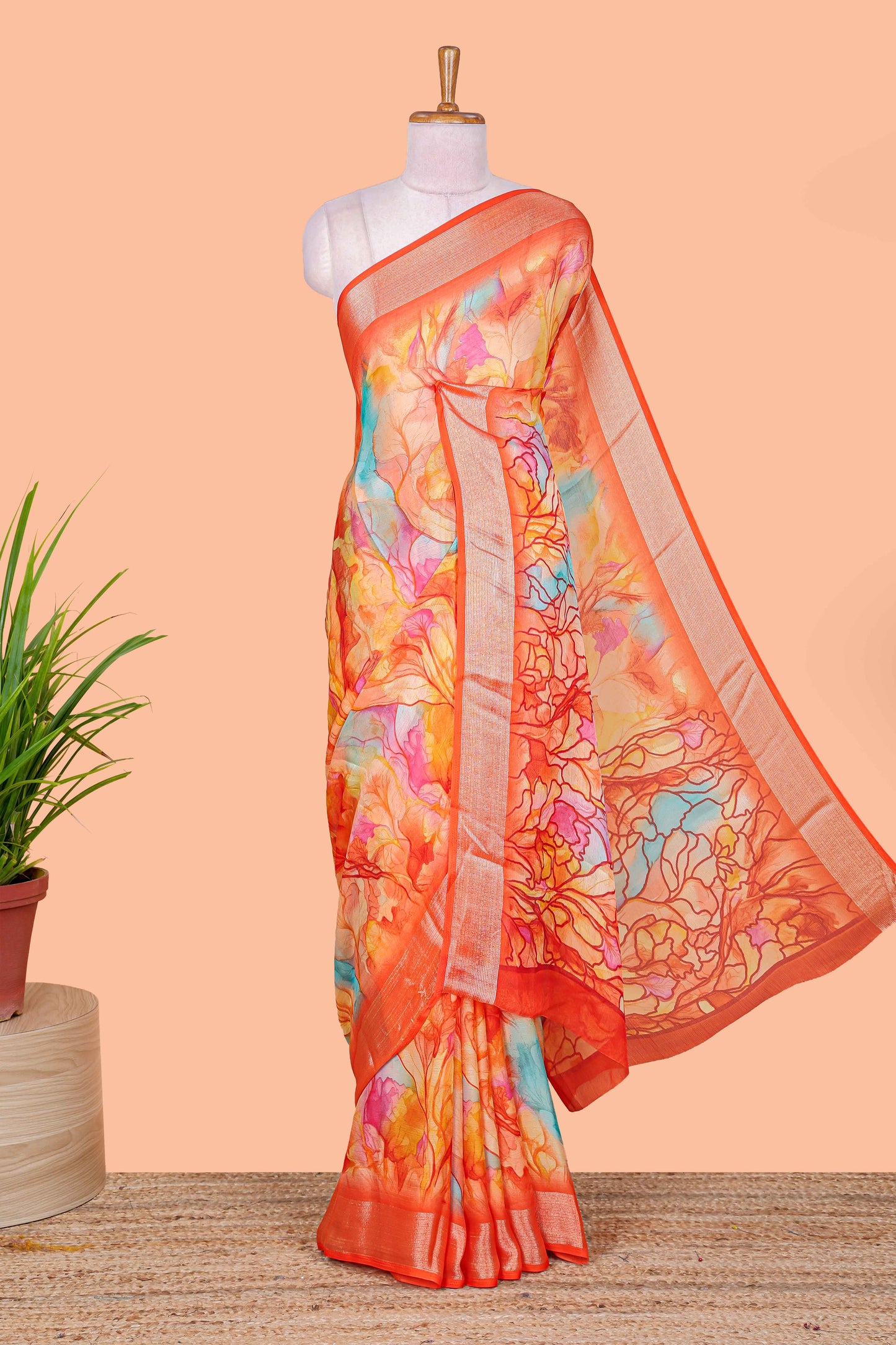 Orange moss georgette weave