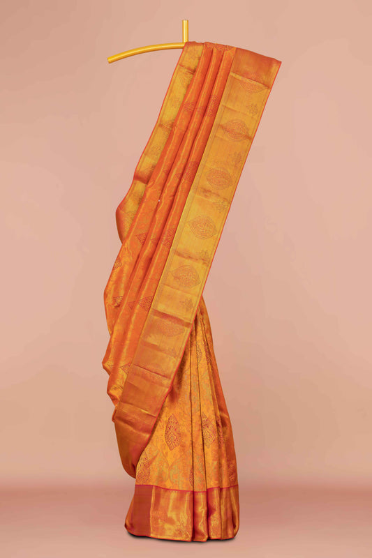Orange pattu pure silk saree
