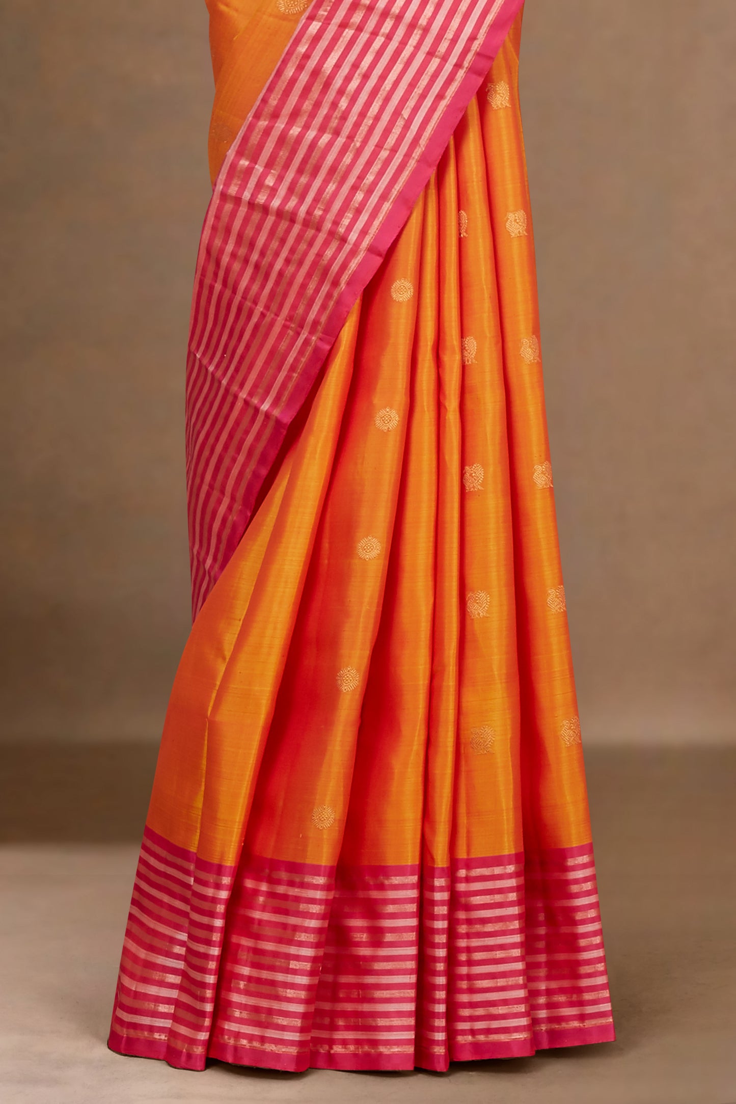 
Orange pink border silk saree
