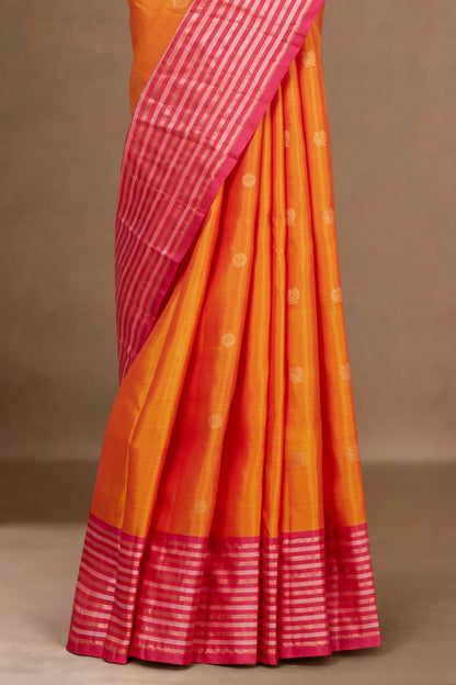 
Orange pink border silk saree
